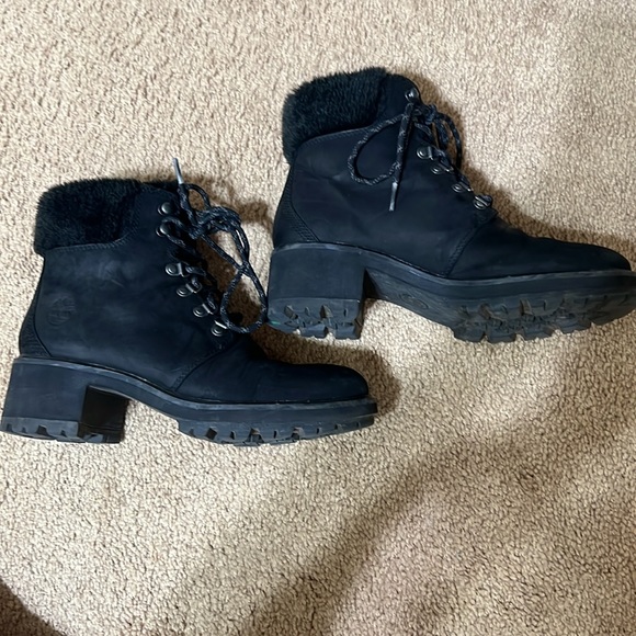 Timberland Kinsley 6 inch Waterproof Boots Black Suede Leather 8.5 Shearling - Picture 3 of 9